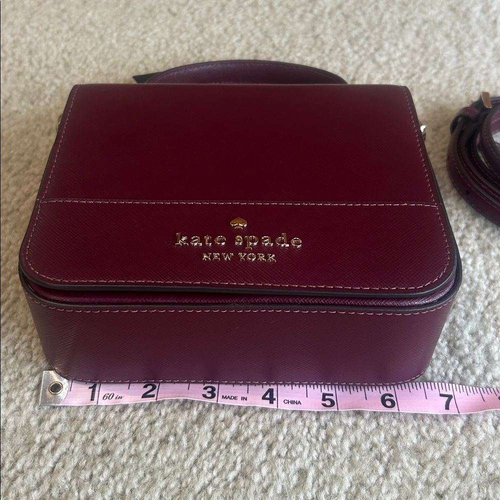 Kate Spade Square CB Soffiano leather bag.  Deep berry color.  NWT - Picture 11 of 12